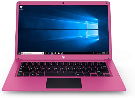 Ematic 14.1" Laptop PC with Intel Atom Quad-Core Processor, 4GB Memory, 32GB Flash Storage and Windows 10, Pink (EWT147PN)