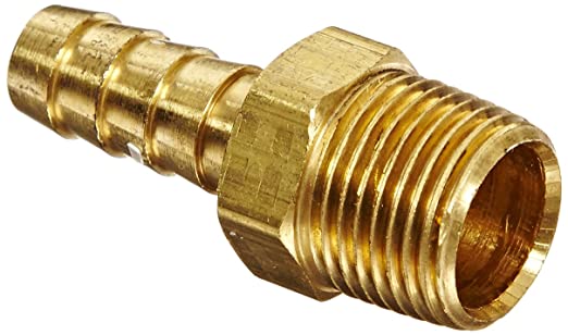 Anderson Metals 57001 Brass Hose Fitting, Adapter, 3/8" Barb x 3/8" NPT Male Pipe