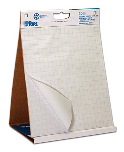 TOPS Easel Pad with Tabletop Easel, 30 Self Stick Sheets, White , 22 x 23 Inches (79250)