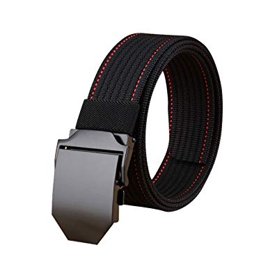 E-Clover Mens Dress Nylon Canvas Black Plaque Buckle Belt Military Tactical Web Belts