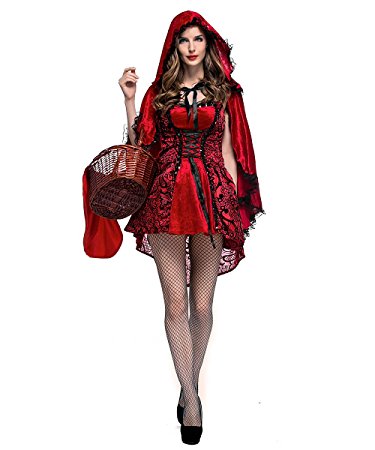 Little Red Riding Costumes Halloween Cosplay Adult Gothic Fancy Dress Women Gift
