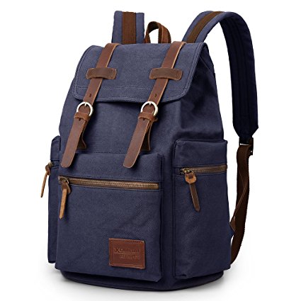 Vintage Canvas Backpack Rucksack Casual Sports Trave Bookbags by Wishtime (bluish dark)