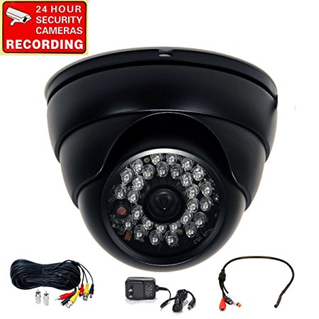 VideoSecu Built-in 1/3'' SONY Effio CCD Day Night Outdoor IR CCTV Security Camera 700TVL 28 Infrared LEDs Wide Angle High Resolution Vandal Proof with Pre-Amp Microphone,Cable and Power Supply 1ZG