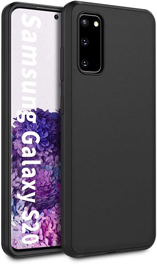 EasyAcc Slim Case for Samsung Galaxy S20, Ultra Thin Fit Matte Black TPU Phone Cases Finish Profile Soft Back Protective Cover Compatible with Samsung Galaxy S20