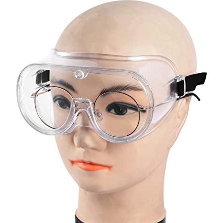 Safety Protective Goggles,Flexible,Soft,Indirect Vent,360° Goggles,Clear Body, Uncoated, Clear Lens, Black Adjustable Strap Splash Wide-Vision For Home&Workplace