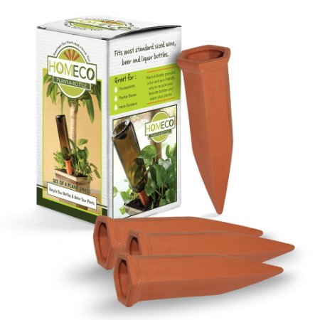 Plant-A-Bottle Set of 4 Indoor Plant Watering Devices Vacation Plant Watering NEW IMPROVED PACKAGING Water Plants and Recycle Bottles - Drip Irrigation Spikes House Plant Self Watering System