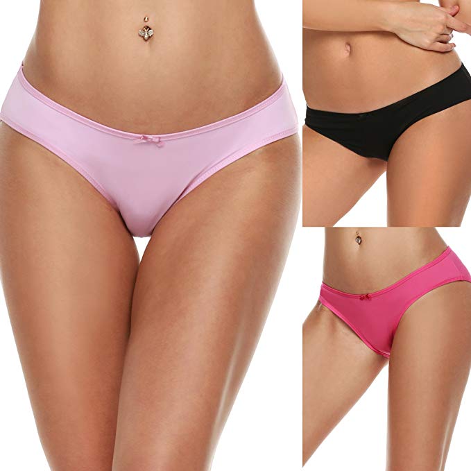 Ekouaer Womens Underwear Low Rise Bikini Hipster Panty 3 Pack S-XXL