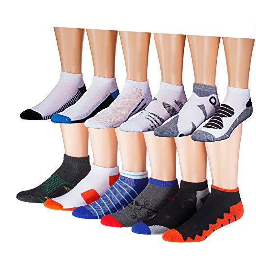 James Fiallo Men's 12 Pairs Low Cut Athletic Sport Peformance Socks