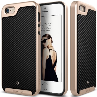 iPhone 5S Case, Caseology® [Envoy Series] GENUINE LEATHER [Carbon Fiber Black] [Leather Bound Bumper Cover] for Apple iPhone 5S - Carbon Fiber Black