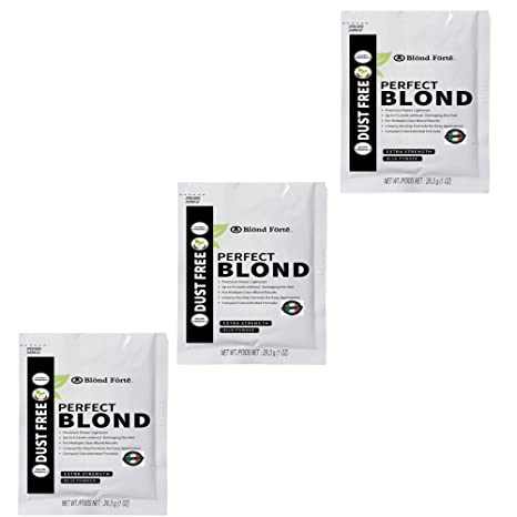 Perfect Blonde Toner Hair Dye Bleach Powder Lightener for Dark Hair Extra Strength Professional Formula (3 Packs of 1 Oz) – Made in Italy by Blond Forte (Blue Powder Lightener)