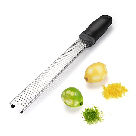 Koolife Stainless Steel Grater, Sharp Blade Zester with Safety Cover for Lemon,Ginger,Cheese,Garlic,Black Handle