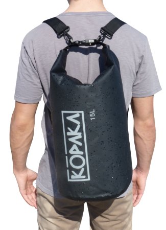 Waterproof Dry Bag Backpack 15L by Kopaka - Lightweight Sports Adventure Travel Bag with 2 Shoulder Straps