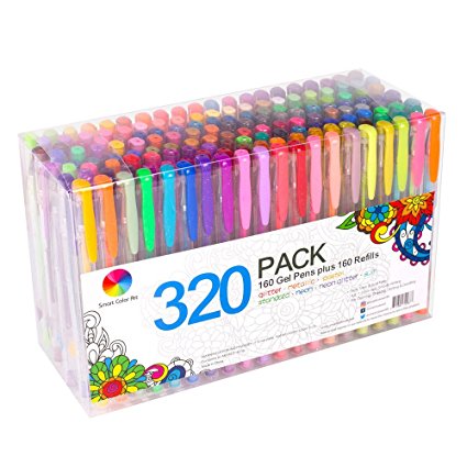 320 Pack Gel Pens Set, Smart Color Art 160 colors Gel Pen with 160 Refills For Adult Coloring books Drawing Painting Writing