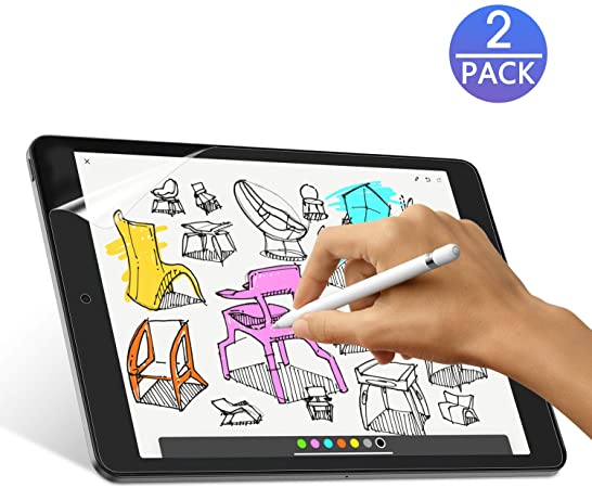 OMOTON [2 Pack] Paperfeel Screen Protector for iPad 7th Generation (10.2 Inch, iPad 7, 2019), Apple Pencil Compatible/Anti-Glare/Sensitive Touch