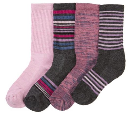 Kirkland SignatureTM Ladies' Trail Sock 4-Pack-Orchid, Shoe Size: 4-10