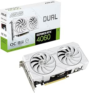 ASUS Dual GeForce RTX™ 4060 EVO White OC Edition 8GB GDDR6 (PCIe 4.0, 8GB GDDR6, DLSS 3, HDMI 2.1a, DisplayPort 1.4a, Axial-tech Fan Design, 0dB Technology, Dual BIOS, Auto-Extreme Tech)