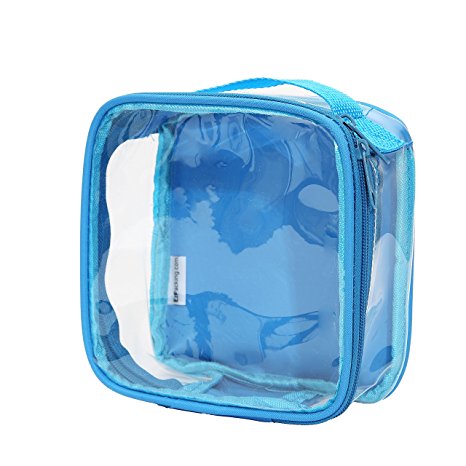 Clear Toiletry Bag / TSA 3-1-1 Compliant / Carry On, Make Up Bag and Gym Bag Accessories / Transparent and Colorful / Durable Material and Zipper