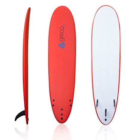 8' Performance Soft Top Foamboard Long Surfboard Foam Surfboard Longboard Funboard by Greco Surf, Red