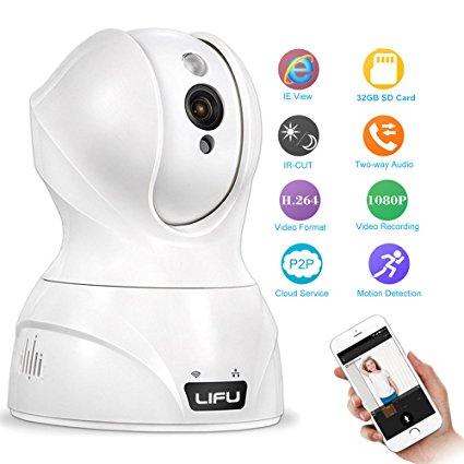 Wireless IP Camera, LIFU 1080P Home Security Camera HD Pan and Tilt Surveillance WiFi Camera Built-In Microphone with Night Vision for Pet, Baby Video Monitoring