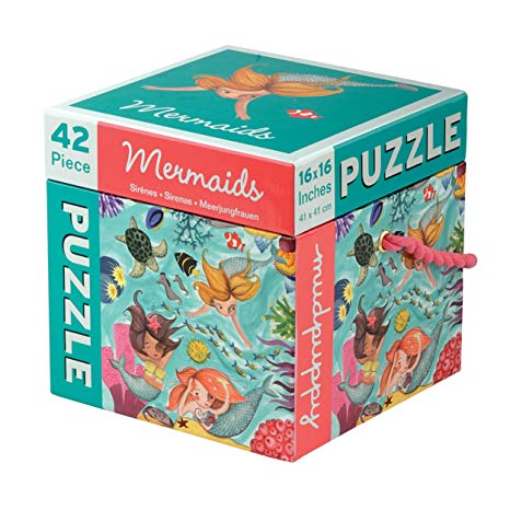 Mudpuppy 42-Piece Mermaids Puzzle – Whimsical Artwork Includes Mermaids & Colorful Fish – Finished Puzzle Size of 16”x16”