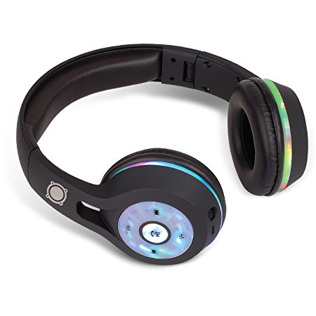 SoundLogic XT Wireless Bluetooth On-Ear Stereo Light Up Headphones with LED Lights, Foldable, Adjustable