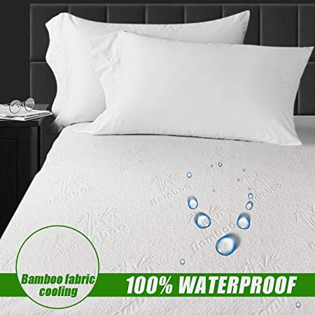 SLEEP ACADEMY Bamboo Waterproof Mattress Protector Cal King, 3D Air Fabric, Mattress Topper Cover Breathable Hypoallergenic and Vinyl Free