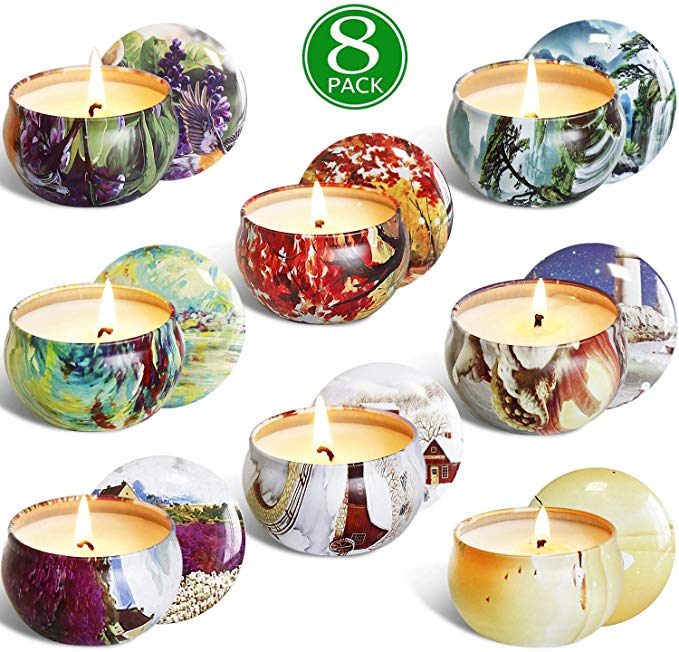 YIIA Scented Candles Gift Set -Lemon, Lavender, Mediterranean Fig,Bergamot,Vanilla,Jasmine,Rose and Spring, Candle Soy Wax for Stress Relief and Aromatherapy, Candles - 8 Pack