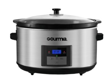 Gourmia DCP-860 SlowSmart 85 quart Digital Slow Cooker with Multiple Programmable Modes and Cool Touch Handles Oval Stainless Steel Silver