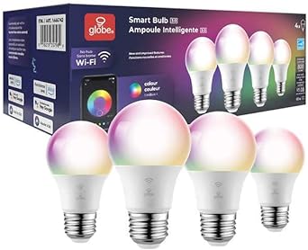 Globe Electric 60W Equivalent Daylight A19 Dimmable Smart LED Light Bulb - Pack of 4