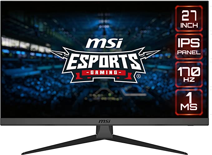 MSI G2722, 27" Gaming Monitor, 1920 x 1080 (FHD), IPS, 1ms, 170Hz, FreeSync Premium, HDMI, Displayport, Tilt, Black