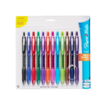 Paper Mate Profile Retractable Ballpoint Pens 12-Pack Assorted Colors 1788863