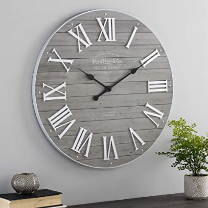 FirsTime & Co. Gray Emmett Farmhouse Shiplap Clock, American Designed, Gray, 27 x 2 x 27 inches (31205)