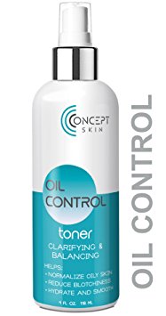 Oil Control Clarifying Toner - Oily Skin and Acne Toner -With Natural Botanicals for pH balanced, Smooth, Clear Skin by Concept Skin Naturals (4 oz)