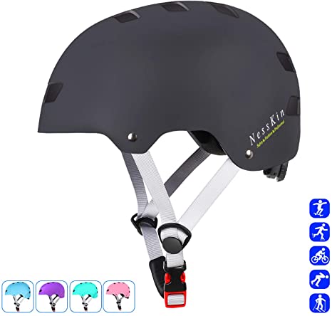 NESSKIN Skateboard Helmet with CPSC and ASTM Certified Kids-Youth-Adults Roller Skating Skateboarding Cycling Scooter Rollerblading Helmet