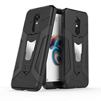 Xiaomi Redmi 5 Plus Case, Ranyi [3 Piece Full Body Armor] [Built-in Kickstand] [Shock Absorbing] Metal Texture Rugged Rubber 360 Protective 3 in 1 Case for Xiaomi Redmi 5 Plus (black)