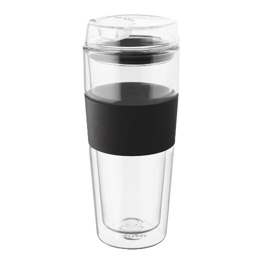 Takeya Double-Wall Glass TeaCoffee Tulmbler Black 16-Ounce