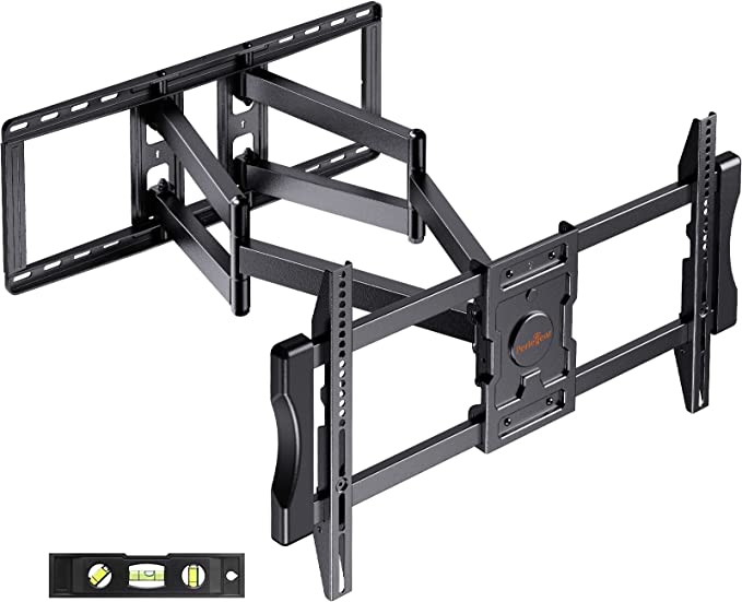 Perlegear TV Wall Bracket for 37-80 Inch TVs, Universal Long Reach TV Bracket with Smooth Tilt Swivel Level, Full Motion TV Wall Mount Holds Up to 60KG Max VESA 600X400mm