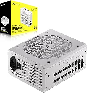 CORSAIR RM1200x Shift Fully Modular ATX Power Supply - 80 Plus Gold - ATX 3.0 - PCIe 5.0 - Zero RPM - Modular Side Interface - White