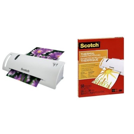Scotch Thermal Laminator and Laminating Pouches (8.97-Inch x 11.45-Inch, 3-Mil Thickness per Pouch) Bundle, 50 Pouches per Bundle