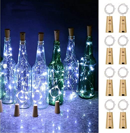 FANSIR Wine Bottle Lights with Cork, Battery Operated 20 LED Cork Shape Silver Wire Fairy Mini String Lights for DIY, Party, Decor, Wedding Indoor Outdoor (Cool White)