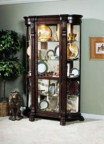Pulaski Curved End Curio, 53 by 17 by 82-Inch, Brown