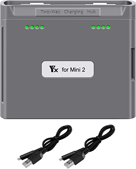 Hanatora Two-Way Battery Charging Hub and Check Battery Level for DJI Mini 2/SE Drone,Charge Two Batteries in Sequence,Charger Accessories