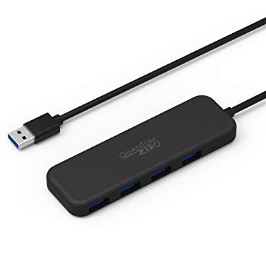 QuantumZERO 4 Ports USB 3.0 Hub, 1.3 ft Cable, Black