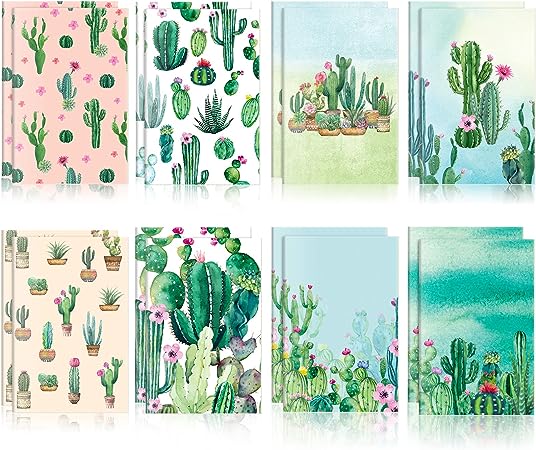 16 Pieces Cactus Notepads, mini Cactus Journal Notebooks Inspirational Pocket Notepads Small Journal for Kids Llama Cactus Party Teacher Classroom Office Travel Rewards Supplies, 4.9 x 3.1 Inches