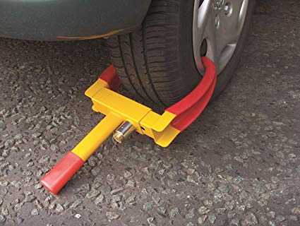 Streetwize Heavy Duty Car Van/Caravan Wheel Clamps Claw Style- Yellow/Red 2 Keys