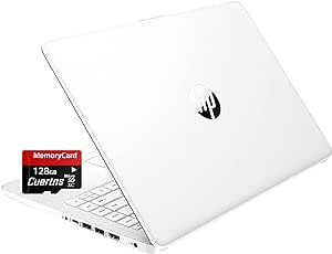 HP Stream 14" HD Thin and Light Laptop, Intel Celeron N4120, 16GB RAM, 64GB eMMC Storage, Long Battery Life, HD Webcam, HDMI, White, Office 365 1-Year, Windows 11 S, 128GB Cuertns MicroSD