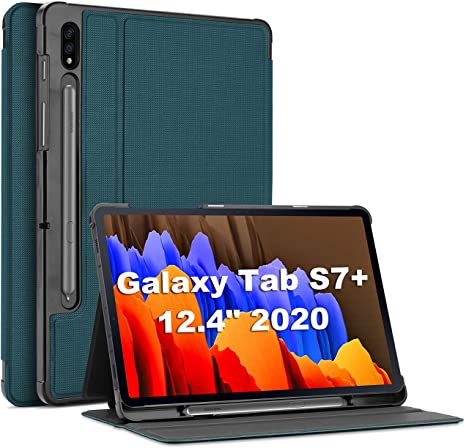 ProCase Galaxy Tab S7 Plus 12.4 Case 2020 with S Pen Holder, Slim Stand Protective Folio Case Smart Cover for Galaxy Tab S7 Plus 2020 Release 12.4 Inch SM-T970/T975/T976 -Teal