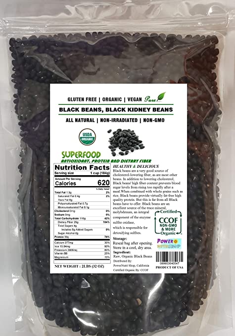 2 LB 100% ALL Natural, Black Turtle Beans ,Black Beans,Black Kidney Beans,US Seller
