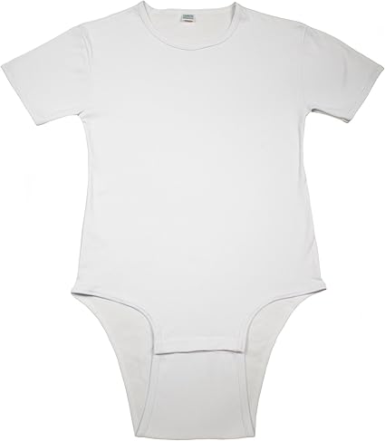 LeakMaster Adult Bodysuit Diapering T-Shirt Quality Heavyweight 100% Cotton Fabric. Front Facing Snap Closures.