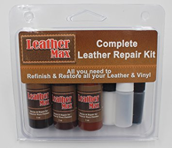 Leather Max Complete Leather Refinish, Restore, Recolor & Repair Kit / Now with 3 Color Shades to Blend with / Leather & Vinyl Refinish (Beach Mix)